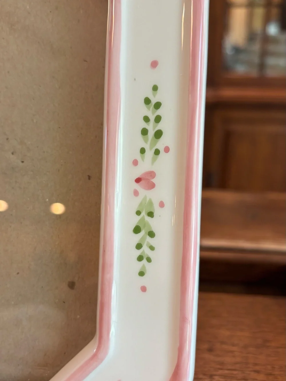 80s Pastel Pink Ribbon Porcelain Photo Frame, Cottagecore Coquette Nursery Decor